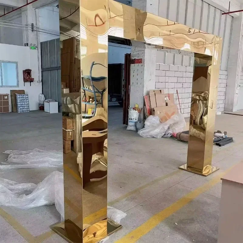 

Event Party Bright Golden Mirror Wedding Arch Hot sales