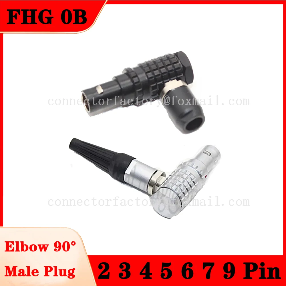 

FHG 0B 2 3 4 5 6 7 9 Pin Metal Circular Push-pull Self-Locking Connector Elbow 90° And key G Male Plug For Industrial Camera