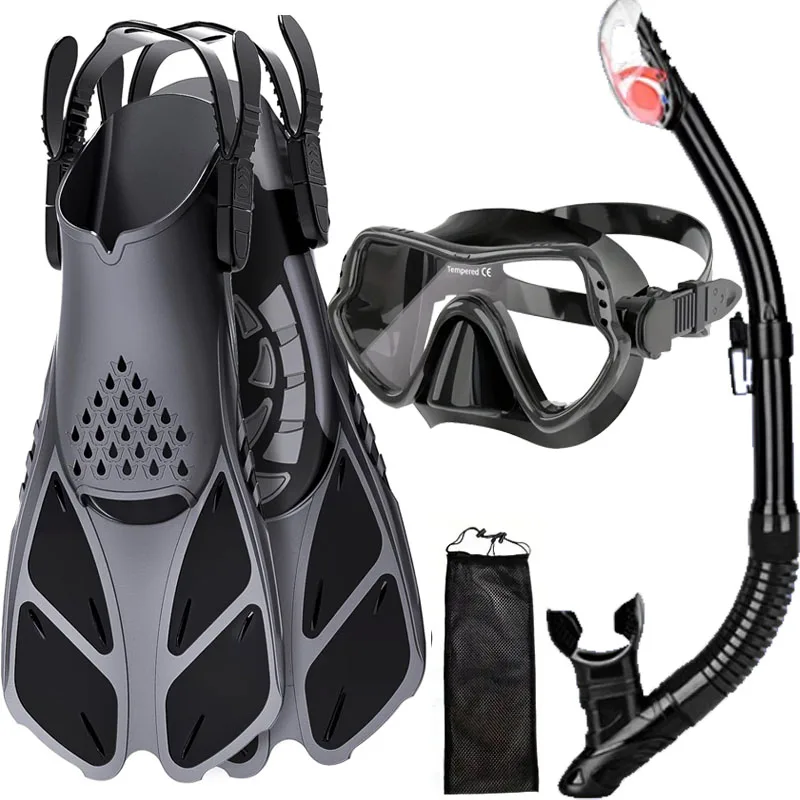 Snorkel set, diving mask, three treasures of snorkeling, high Jing diving goggles, breathing tube, flippers set