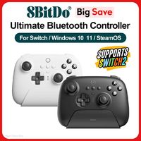 8Bitdo Switch 2 Controller Ultimate Bluetooth Gamepads PC with Charging Dock for Nintendo Switch 2/Switch1 Windows 10 11 Steam