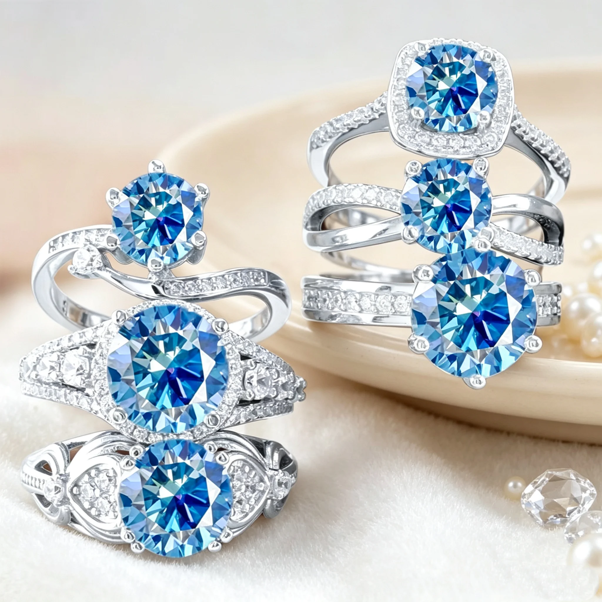 1-3ct Moissanit Hochzeitsringe für Damen, 925 Sterling Silber, 18K Weißgold plattiert, Verlobungsring, Versprechensring, Edelschmuck Geschenk