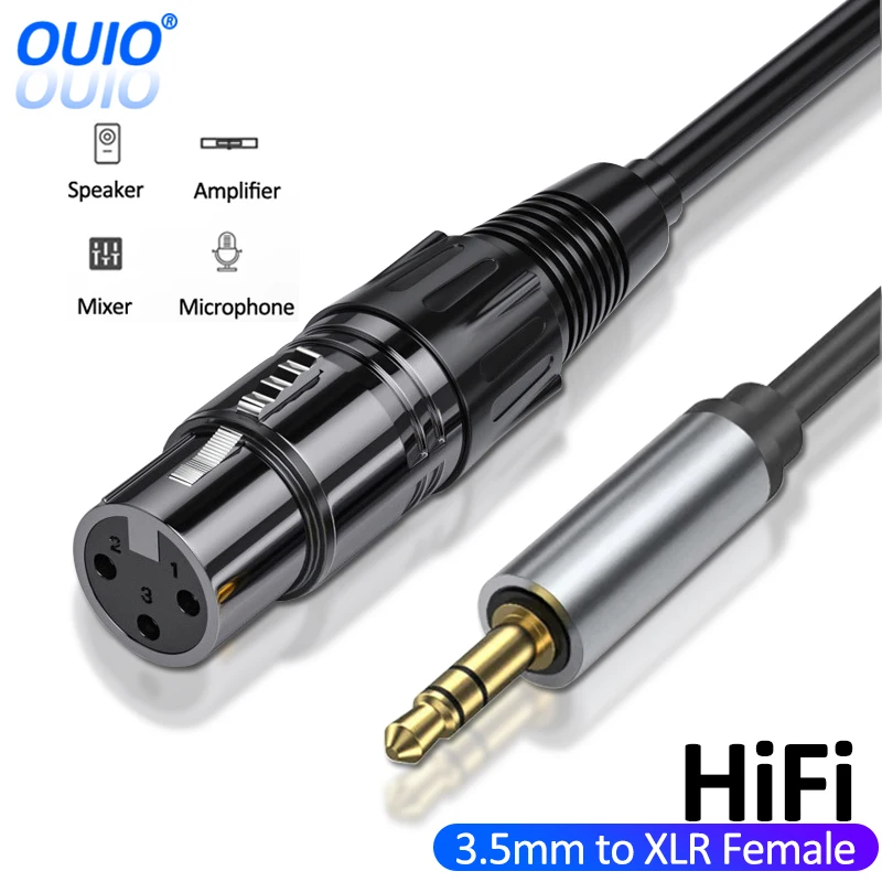 Jack da 3,5 mm a XLR Altoparlanti per microfono Cavo audio HiFi XLR femmina a 3,5 maschio Cavo per microfono Aux per amplificatore altoparlante per telefono computer