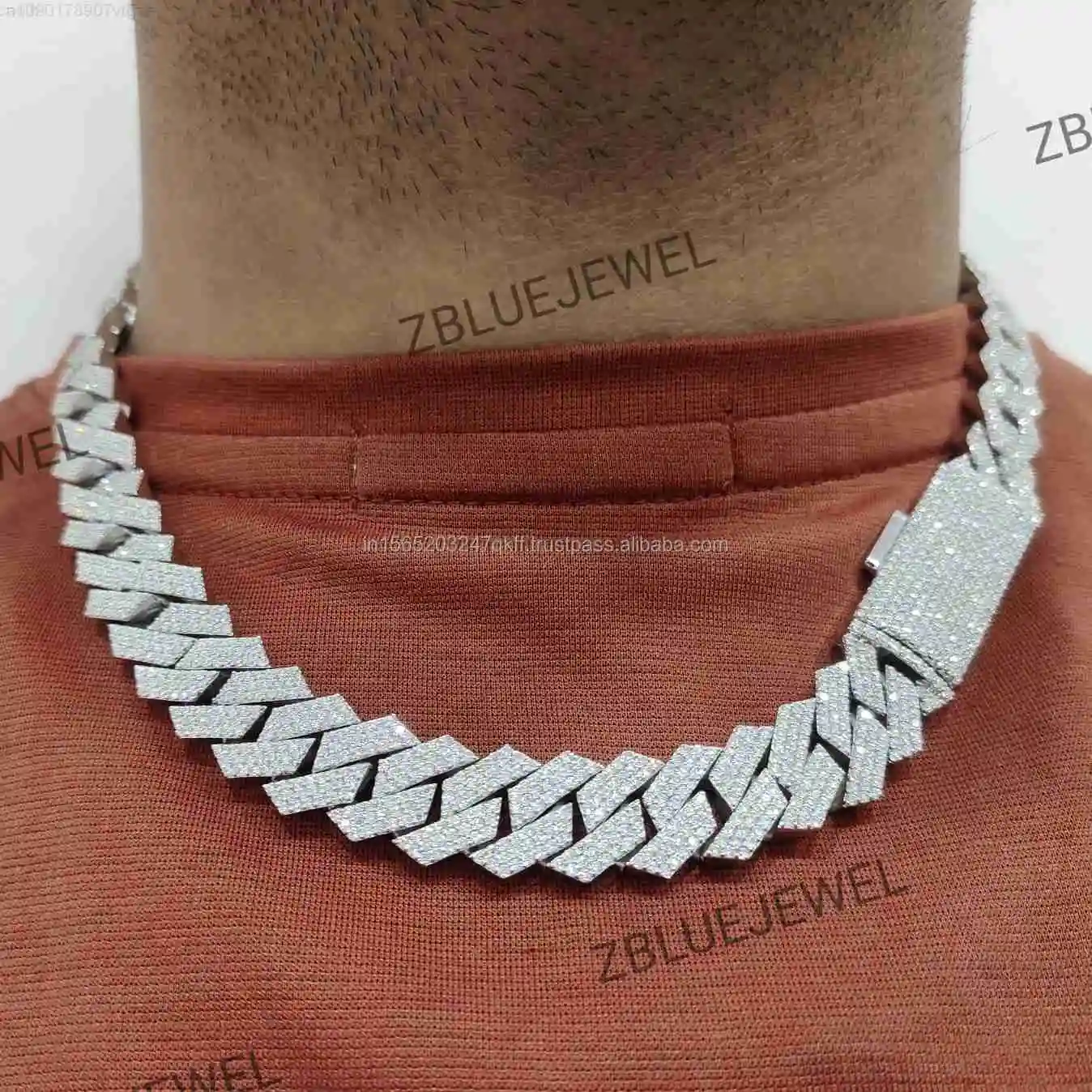 

14 мм модное индивидуальное ожерелье ручной работы в стиле хип-хоп Buss Down Iced Out Vvs с муассанитом и бриллиантами, кубинская цепочка, ожерелье для мужчин и женщин, ювелирные украшения