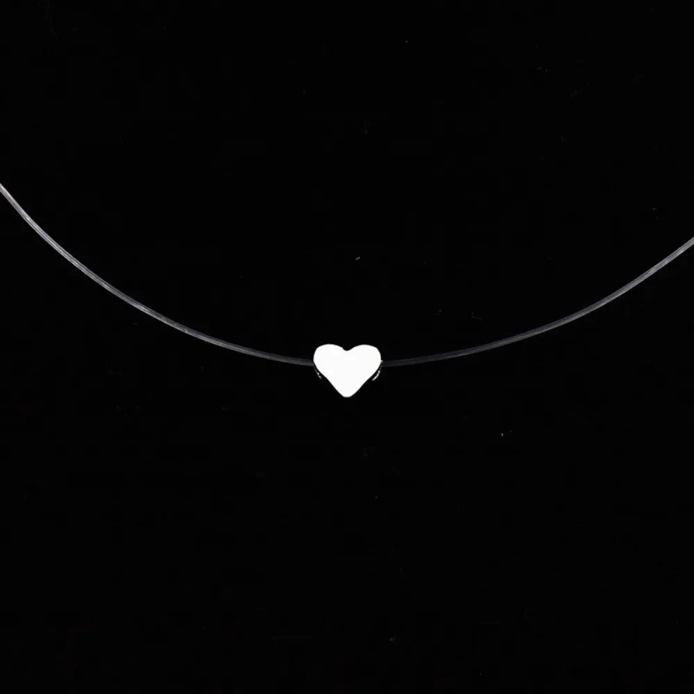 FSUNION 2024 New Transparent Fishing Line Necklace Silver Color Invisible Chain for Women Rhinestone Choker Fashion Jewelry Gift