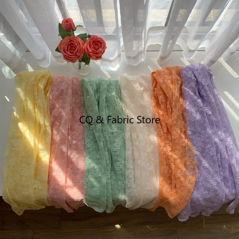 Pizzo non elasticizzato jacquard 3D ricamo floreale tessuto a rete abito da sposa gonna di garza fatta a mano camicia tovaglia tessuto