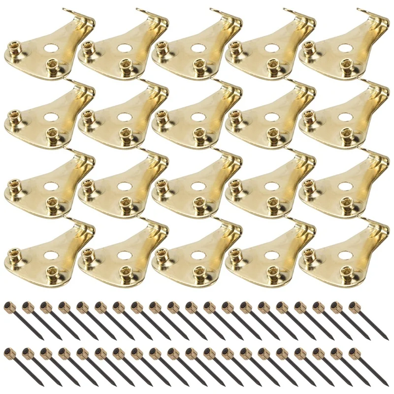 20 Pack 50 Lbs Picture Frame Hangers Hooks With Nails, Heavy Duty Plaster Wall Pro Photo/Heavy Mirror Hanging Kit