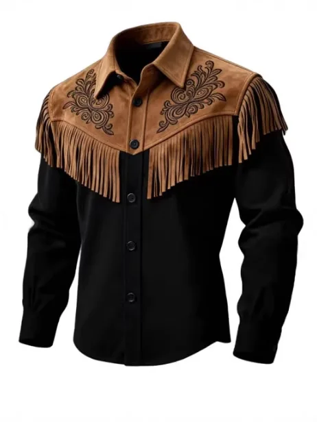 2026 Autumn Winter Men's Fur Fringed Jacket Coat Vintage Ethnic Trendy Button Open Lining Casual Jacket Streetwear Men's Coat view 5