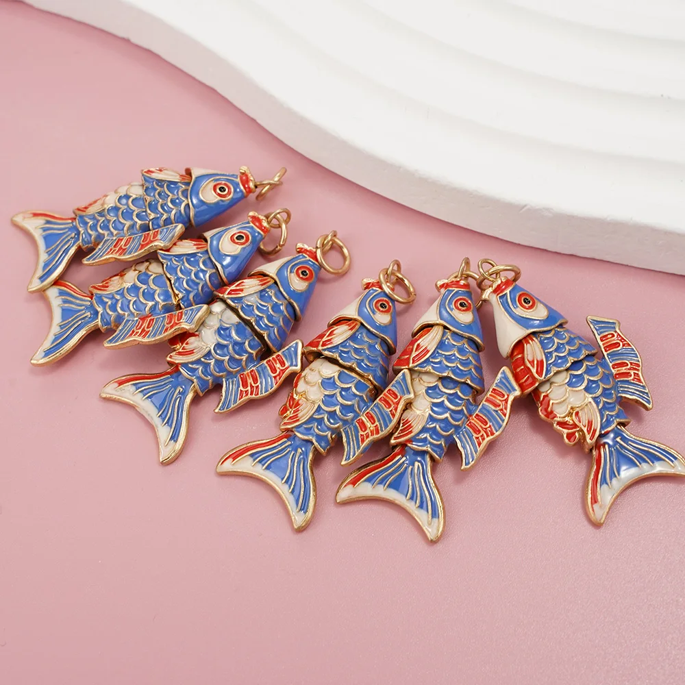 7 Pieces Carp Pendant Set DIY Fashion Jewelry Materials for Bracelet Necklace Earrings Bag Charm - Beautiful Fish Design