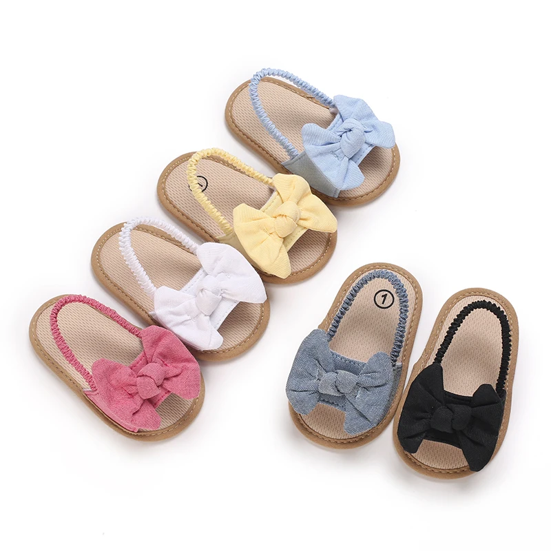 Summer Baby Girls Sandals Fashion Bow Soft Sole Casual Shoes Cotton Comfortable Toddler Shoes Beach Baby Sandals 0-18 Months