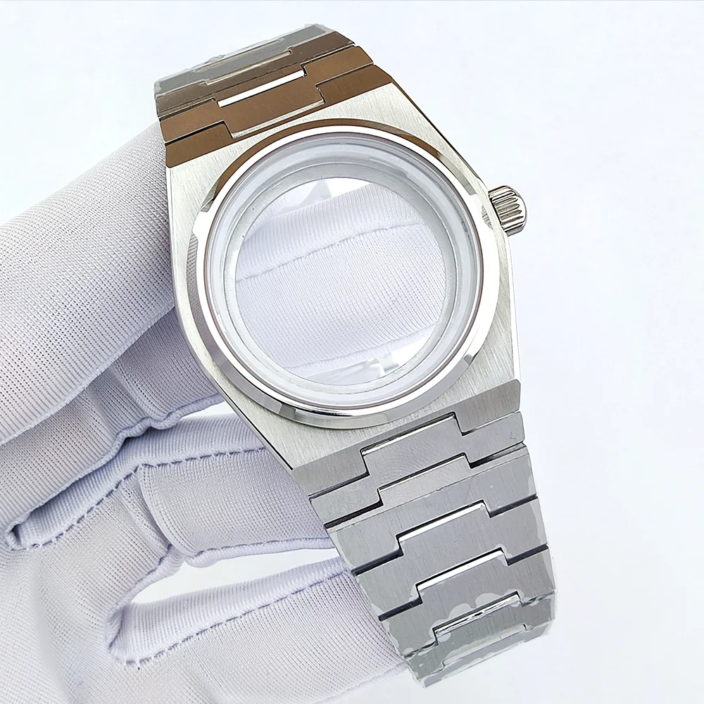 40mm caso de relógio masculino luxo 316l aço inoxidável vidro safira à prova dwaterproof água caso se encaixa 31.8mm dial caso nh35 caso relógio