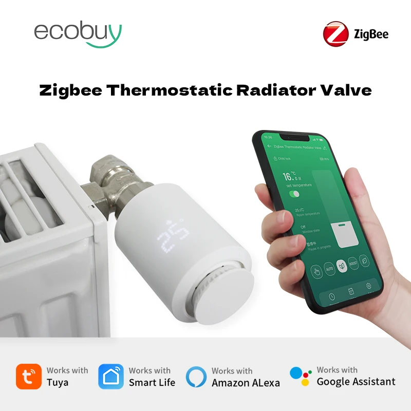 Tuya Smart Home Zigbee Thermostatic Radiator Valve TRV Programmable App Remote Temperature Controller With Alexa Google Home