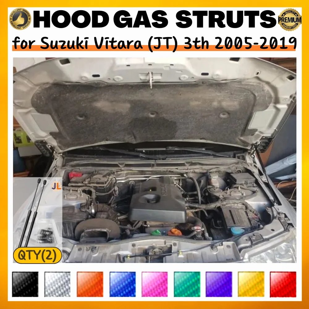 

Qty(2) Hood Struts for Suzuki Vitara (JT) 3th 2005-2019 Front Bonnet Modify Gas Springs Shock Absorbers Lift Supports Dampers