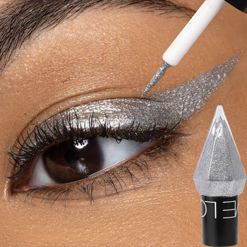 Waterproof Diamond Shiny Eyeliner Eyeshadow Stick Lasting Silver Rose Gold Color Glitter Sequins Eyeliner Eyes Makeup Cosmetics