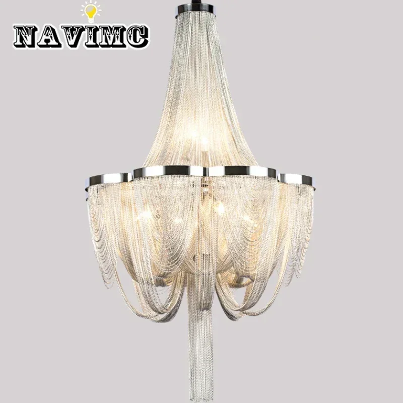 Imagem -04 - Lustre de Luxo com Franja Dourada Lustres Prateados Modernos Iluminação para Sala e Quarto Alumínio Tassel Lights para Cozinha