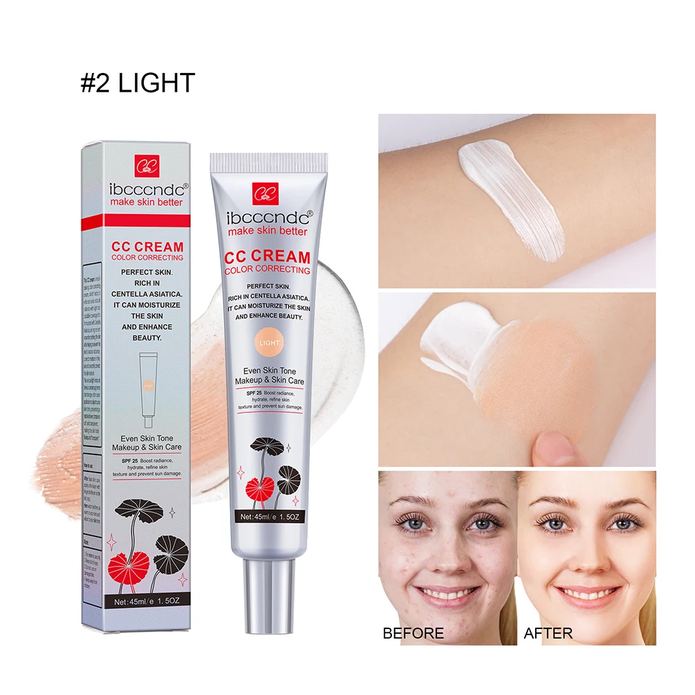 45ml Kleur Corrigeren CC Cream Facial Centella Asiatica Reparatie BB Cream Natuurlijke Concealer Whitening Vloeibare Foundation Cosmetica