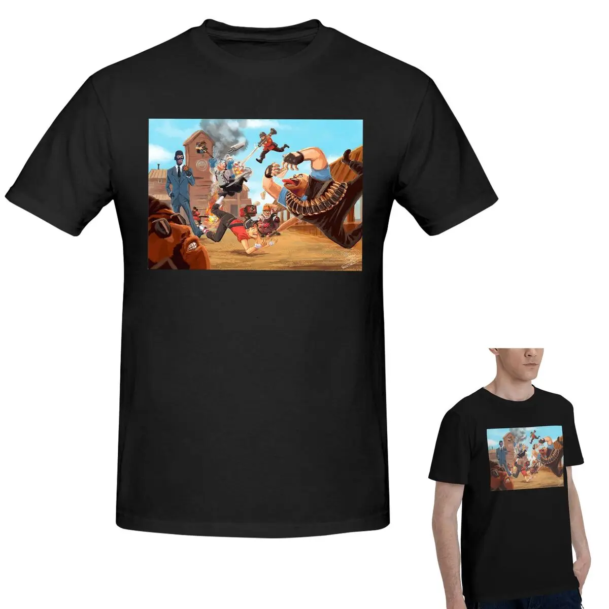 

100% Cotton Team Fortress 2 Red Vs Blue T-Shirt Men's Fashion Oversized T Shirt Men O-Neck Summer Shirts Tops S-6XL