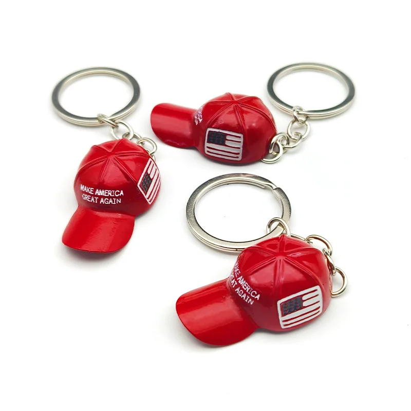 keychain american Trump Red Hat Pendant Keychain American Flag Hat Make America Great Again Metal Key Chain