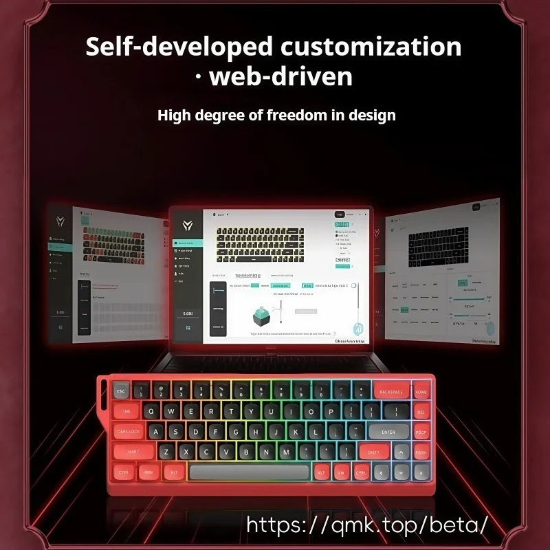 K68 마그네틱 축 키보드 유선 무후오 수이홍 마그네틱 축 인체공학적 풀 키 핫 스와퍼블 RGB PBT 듀얼 컬러 키캡 CSGO