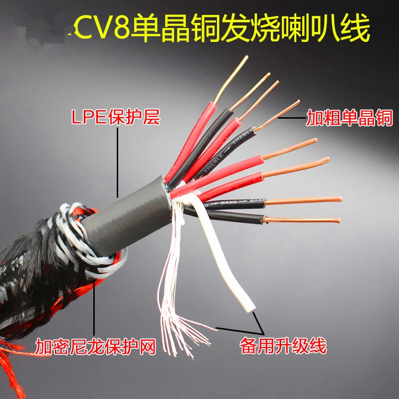 CV8 7N Single Crystal Copper Fever Grade Main Speaker Cable HIFI Speaker Cable Front Power Amplifier Cable