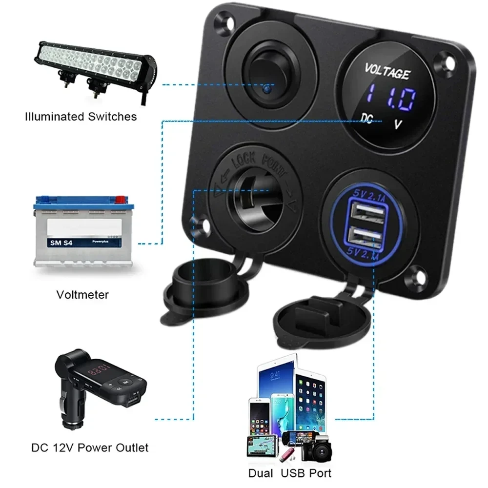 Presa accendisigari per auto da 12V con doppia installazione della presa del caricatore USB