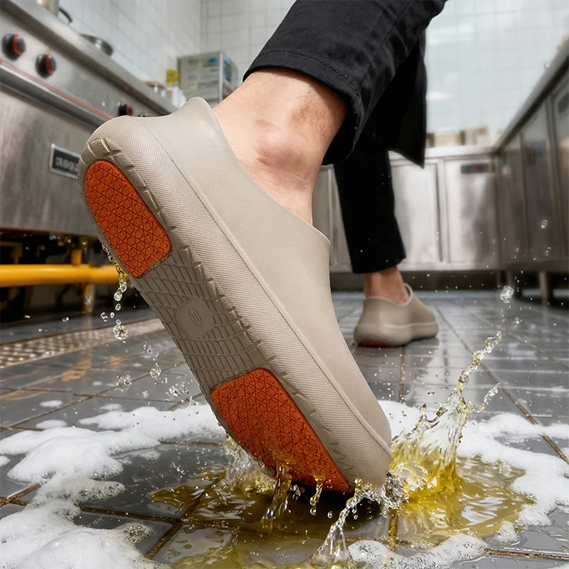 Professionelle rutschfeste Kochschuhe für Herren, ölbeständig, wasserdicht, atmungsaktiv, langlebig, leichte Arbeitssandalen für Restaurants – Detail 15