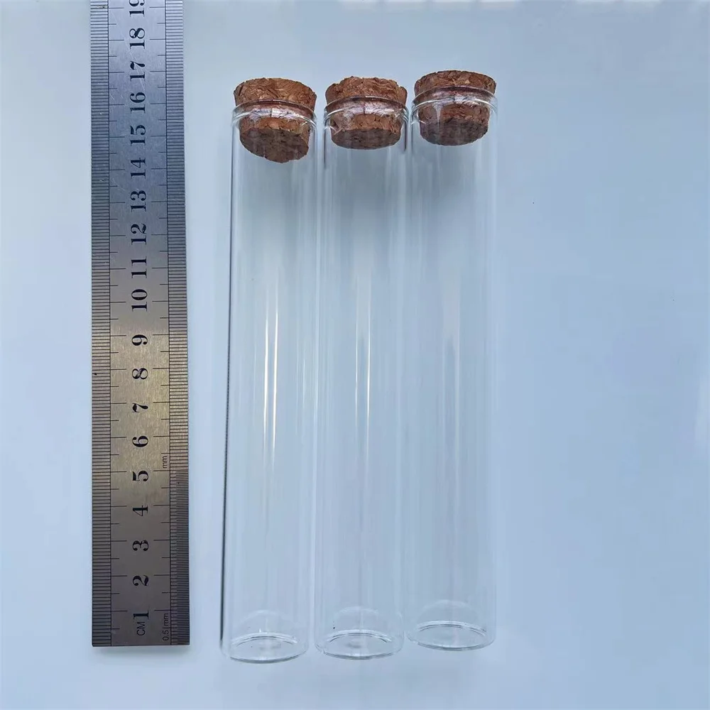 Flat-bottomed Glass Test Tube 20 pcs/lot 20*25*150mm long tube Glass Bottle Mini Bottles DIY Wedding Jars Cork Stopper