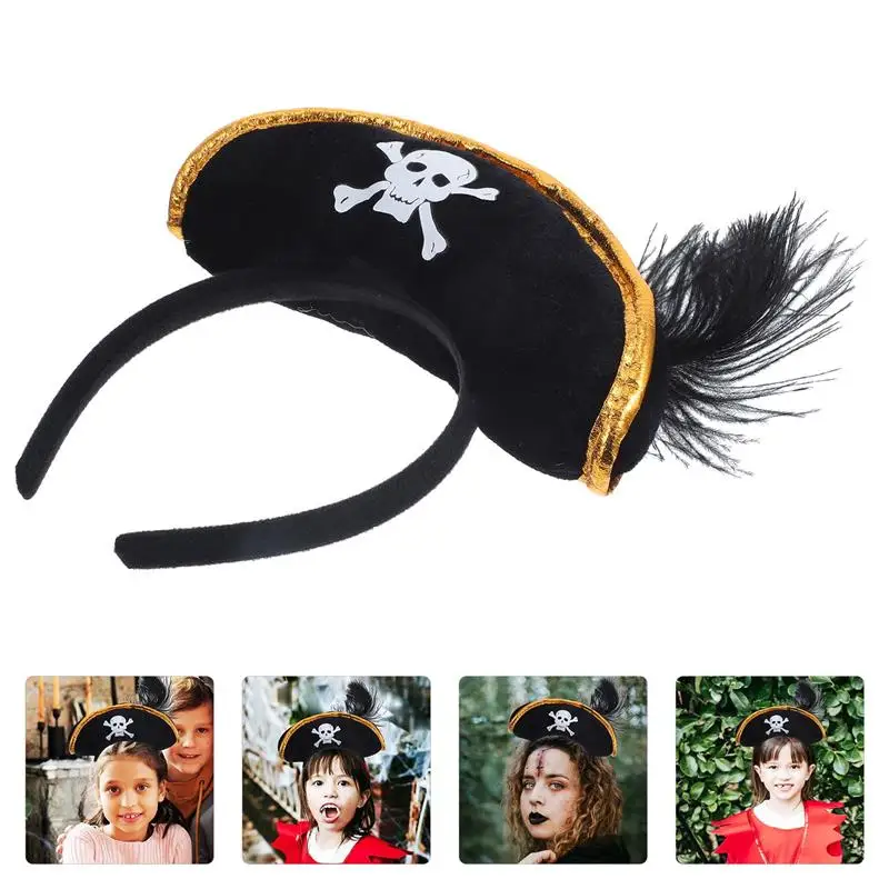 

Pirate Captain Hat Skull Print Children Adult Halloween Party Cosplay Costume Cap Decoration Props Halloween Pirate Captain Hat