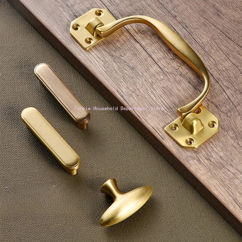 

New Chinese Solid Brass Cabinet Handle and Knob Drawer Pure Copper Bedroom Wardrobes Dresser Furniture Kitchen Accessories