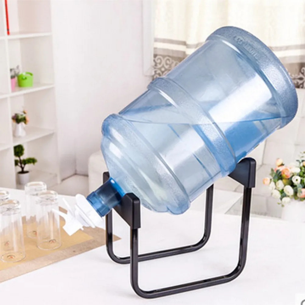 1Pcs Water Bucket Bracket Black Sturdy Anti Slip Bottom Water Bucket Stand Holder Stainless Steel Frame Convenient for Home