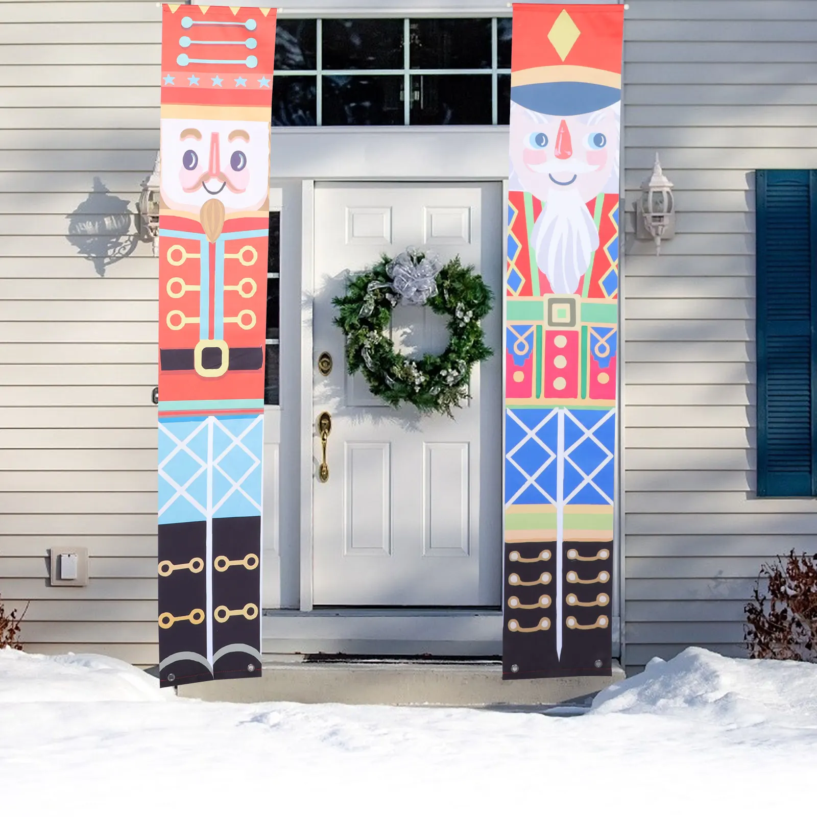 

Christmas Door Hanging Decor Xmas Porch Sign Digital Print Colorful Home Wall Decoration Door Pendant Oxford Cloth