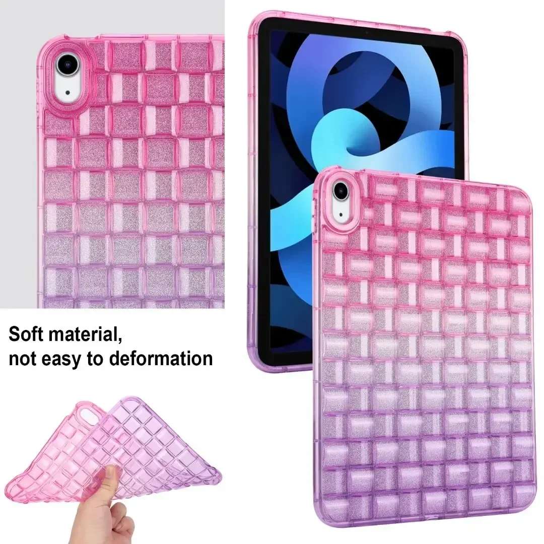 サムスンギャラクシータブa7lite 8.7 t220 a8 10.5x200 s6 lite 10.4 p610,アクリルtpu,角氷,グラデーションカラーのグリッターケース