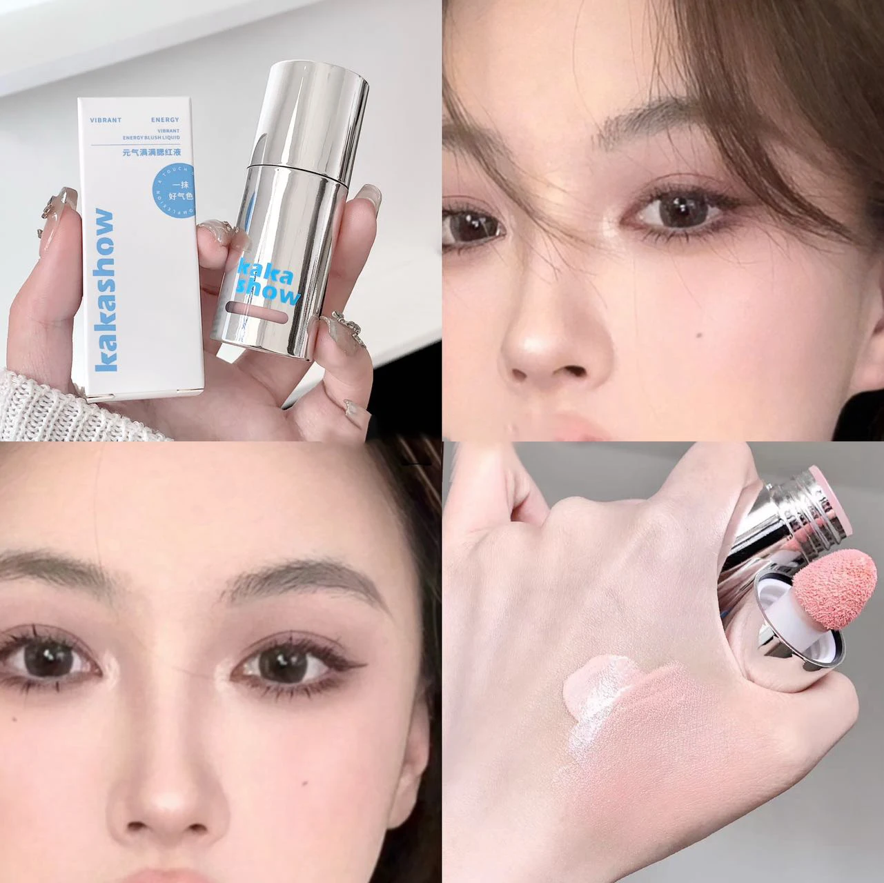 Samtiger Flüssig-Rouge mit Matt-Schwammapplikator, Natürlich Langanhaltend, Aufhellend für Gesichtskonturen, Koreanisches Rouge-Make-up – Detail 18