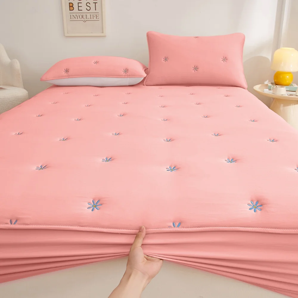 

Стеганый наматрасник с вышивкой, супер толстый наматрасник для односпальной/королевской/королевской кровати, простыни с эластичной простыней ​