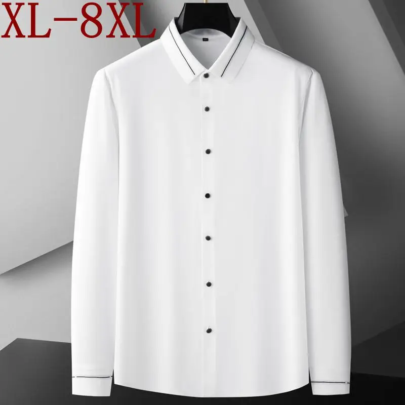 8XL 7XL 6XL 2023 New Autumn High End Luxury Shirt Men Long Sleeve Mens Dress Social Business Brand Shirts Loose chemise homme