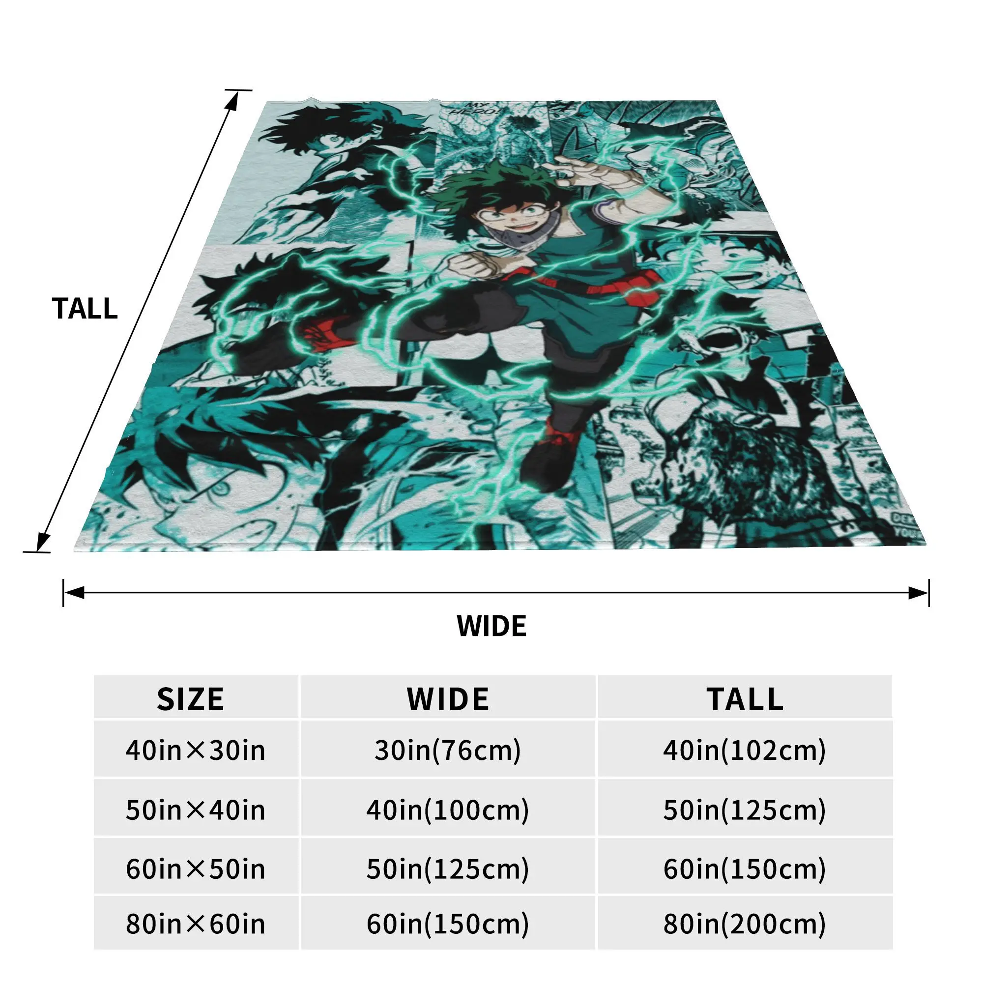 Izuku Midoriya Manga Collage Deken My Hero Academia Manga Anime Flanel Warme Gooi Deken voor Sprei