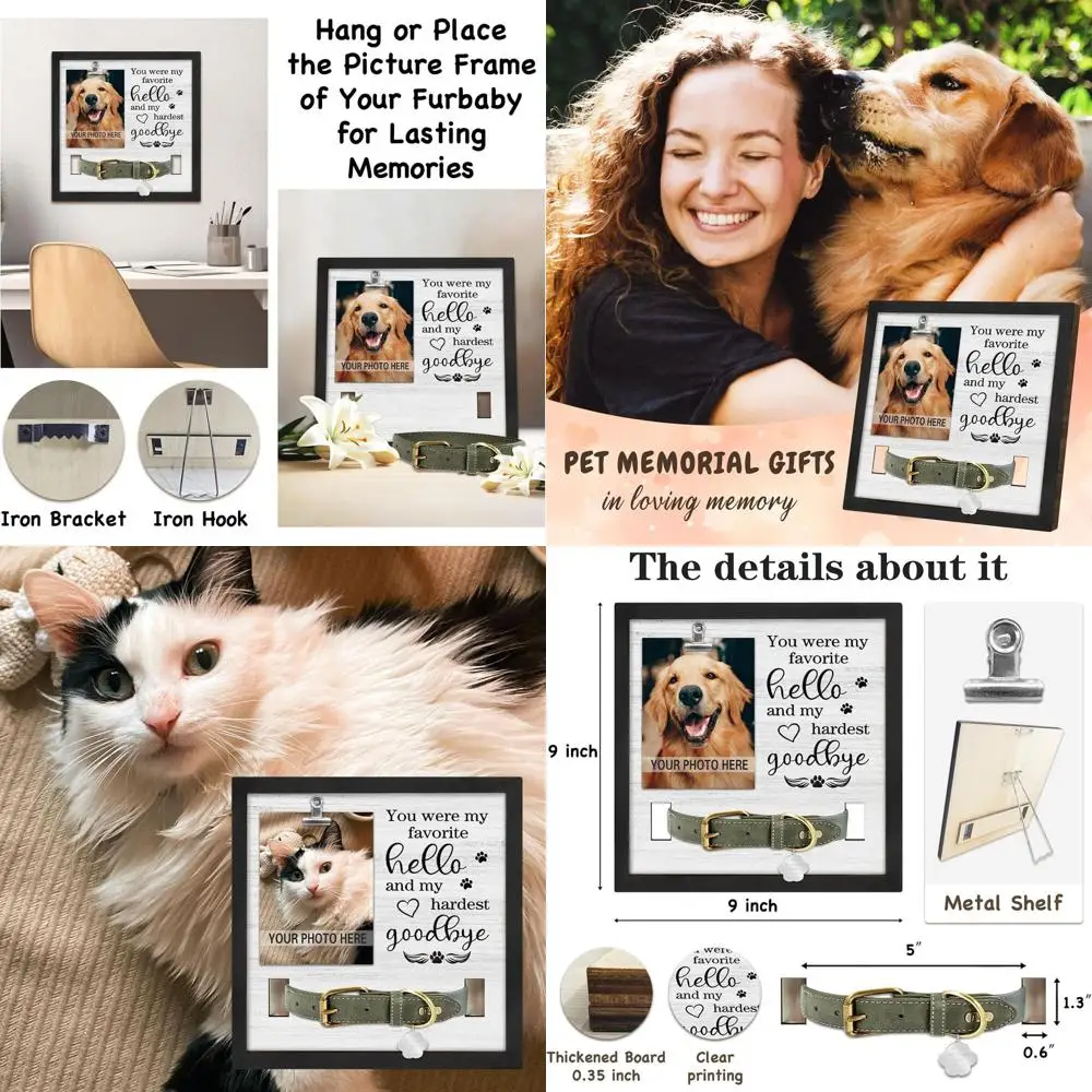 

Мемориальные подарки для собак от потери собаки, Подарок сочувствия собак Рамка для сочувствия домашних животных с держателем на ошейнике, Память для домашних животных B