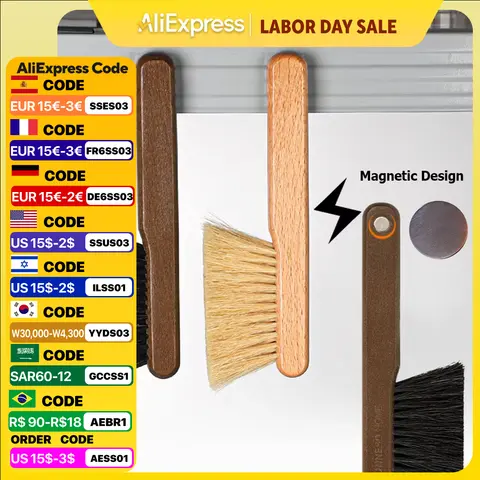 Coffee Cleaning Brush Magnetic Ddesign Wooden Coffee Brush Powder Dusting Accessories for Table Barista Clean Tool