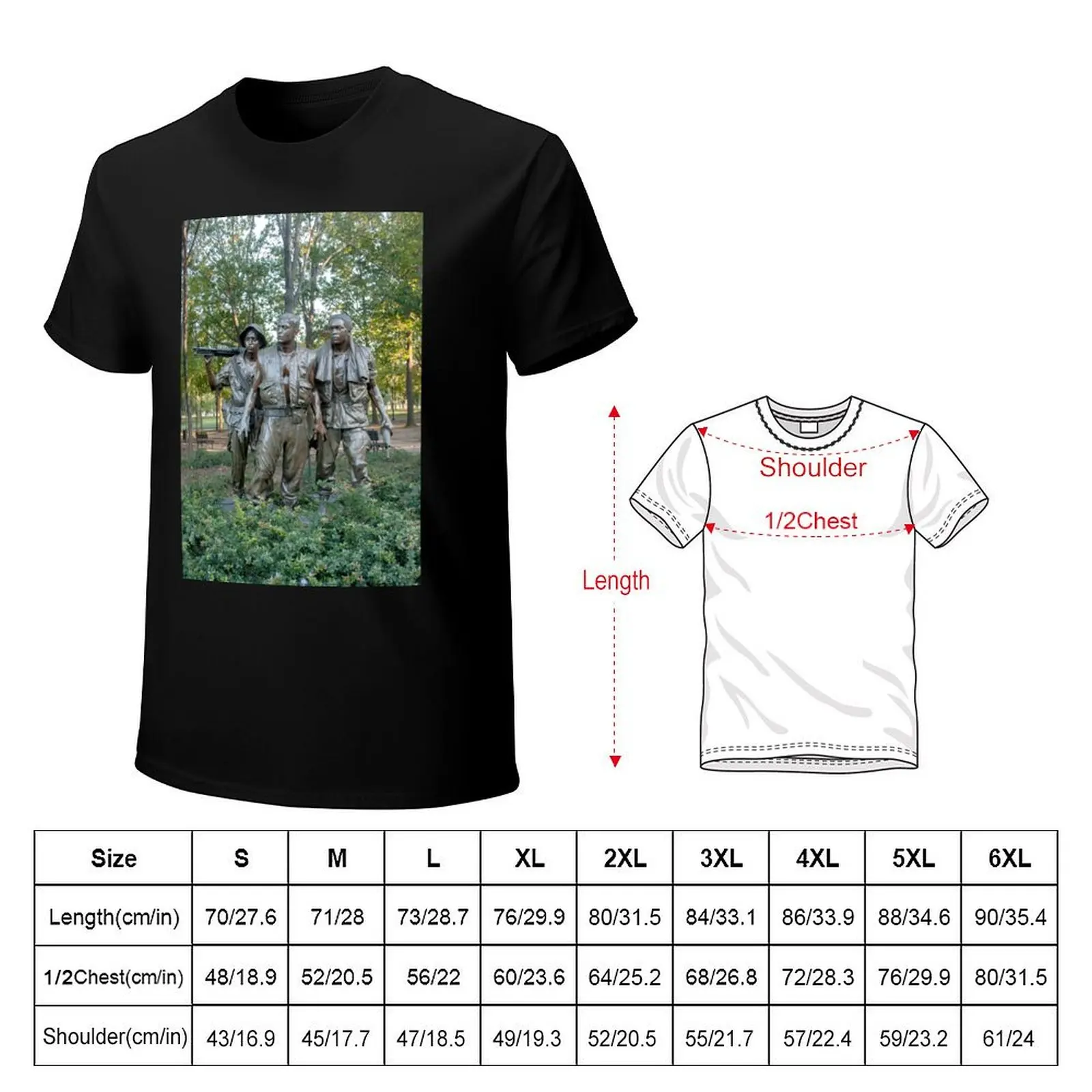 The Three Soldiers Sculpture T-Shirt summer tops tops graphic t shirt vintage t shirt men 100℅ cotton