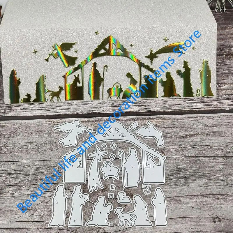 XX9B 1 Set Religion Nativity Scene Metal Cutting Dies Stencil DIY Scrapbooking Embossing Tool Die Cuts Christmas Paper Card Mold