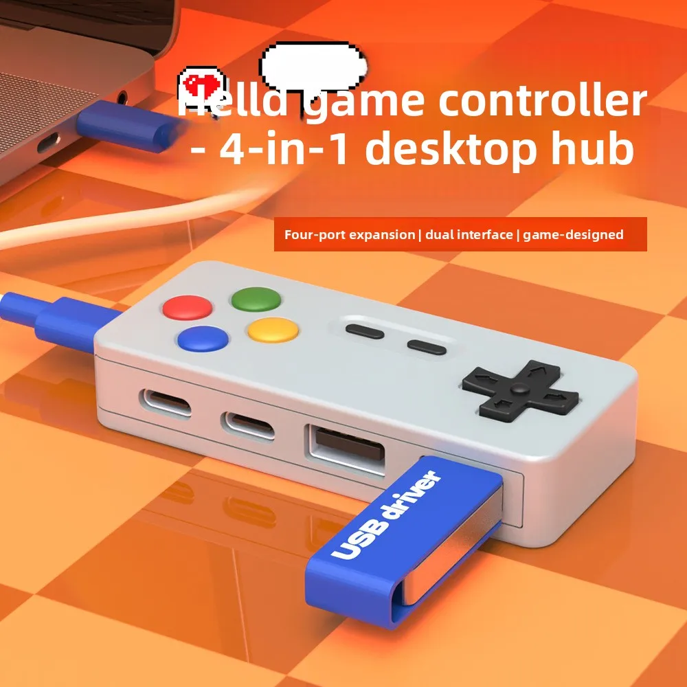 Cartoon Game Design 4 Port Usb Hub 4-in-1 Multi Usb Expander Adapter For Mouse Keyboard U Disk Laptop Accessories