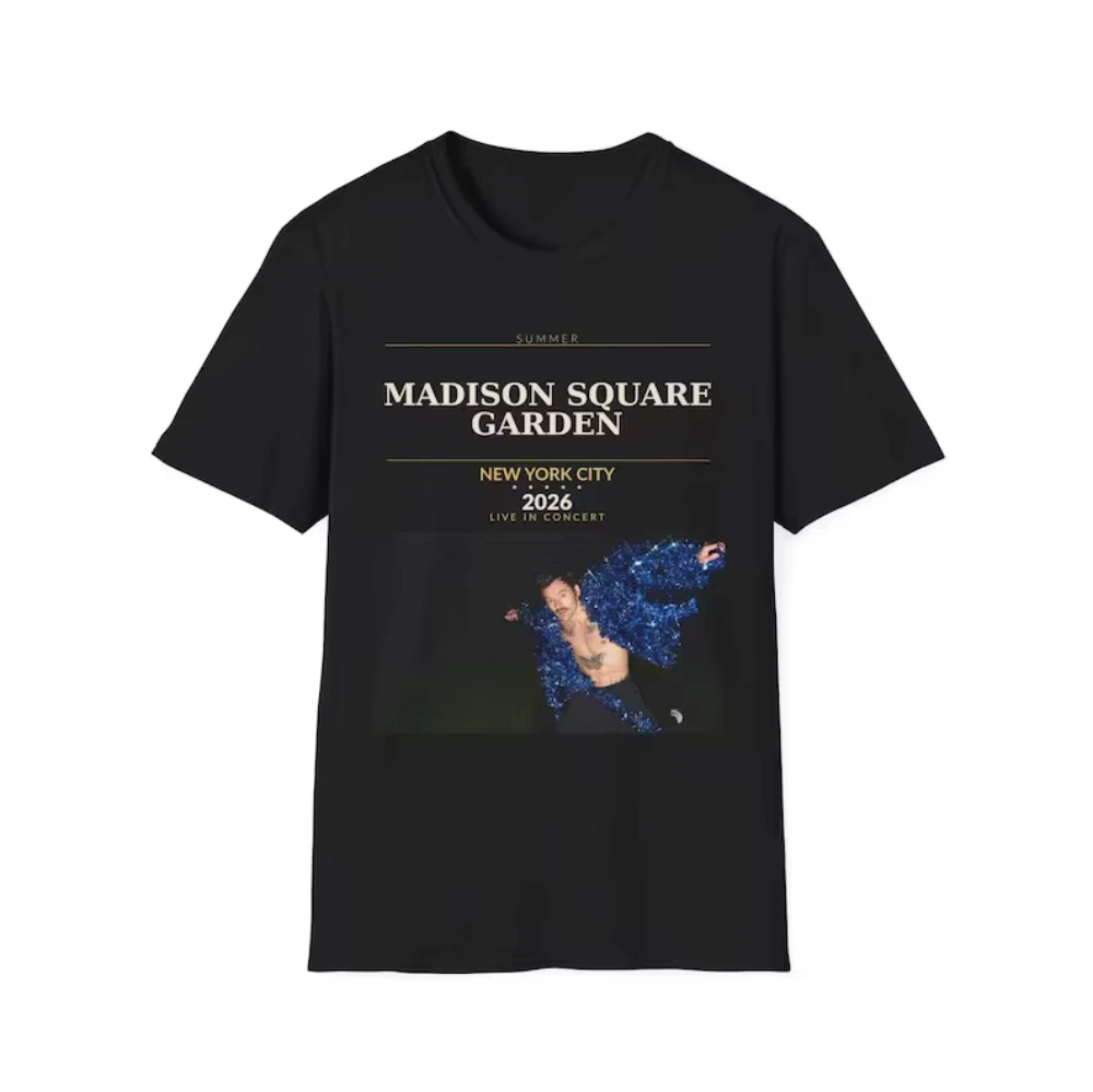 Harry Styles 2026 Madison Square Garden Concert merchandise Cotton couple summer loose casual streetwear Harajuku shirt
