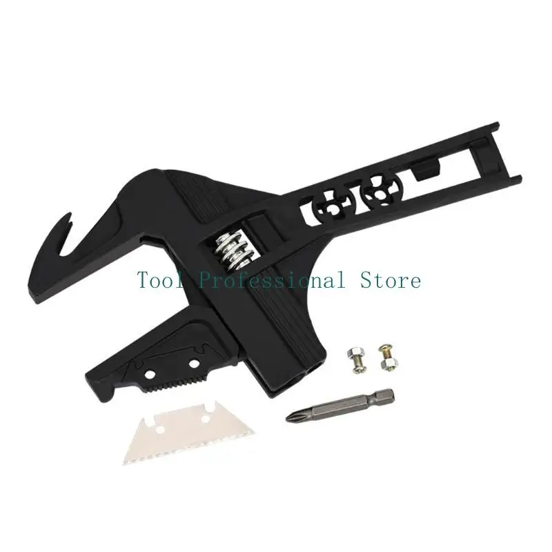 57QF Wide Jaw Adjustable Wrench with 80 mm Jaw Opening for Plumbing Automotive & Industry Metric Black