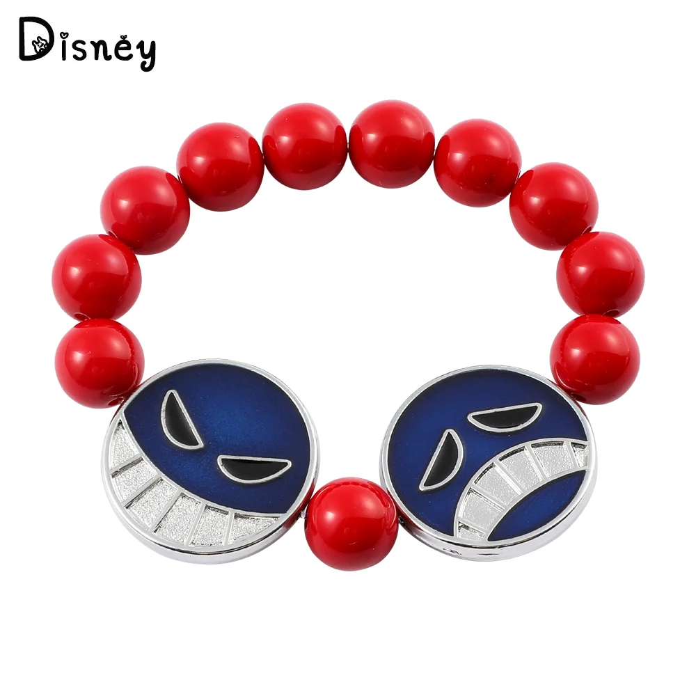 Anime Portgas D Ace Red Beads Bracelet Cosplay Props Charm Accessories White Beard Badge Jewelry Bangle High Quality Gifts