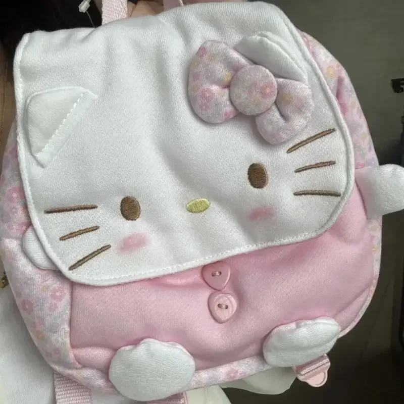 حقيبة ظهر كاواي هالو كيتي للأطفال حقيبة ظهر صغيرة على شكل قلب فتاة لطيفة وناعمة حقيبة مدرسية صغيرة محمولة للطالبات
