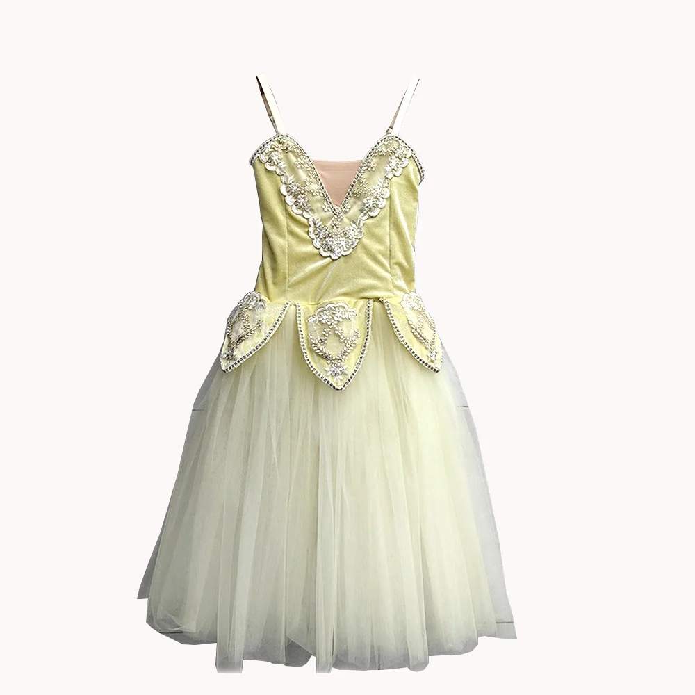 

yellow Adult Children Long Ballet Tutu Dress Modern Dance Children's Performance Clothes Ballet Dress Girls Kids Women