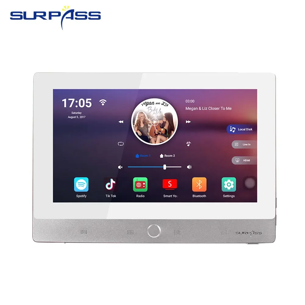 Ścienne wzmacniacz dźwięku BT z systemem Android 8.1 Wifi Touch ekran przedwzmacniacz radio HiFi System kina domowego cyfrowy odtwarzacz Audio