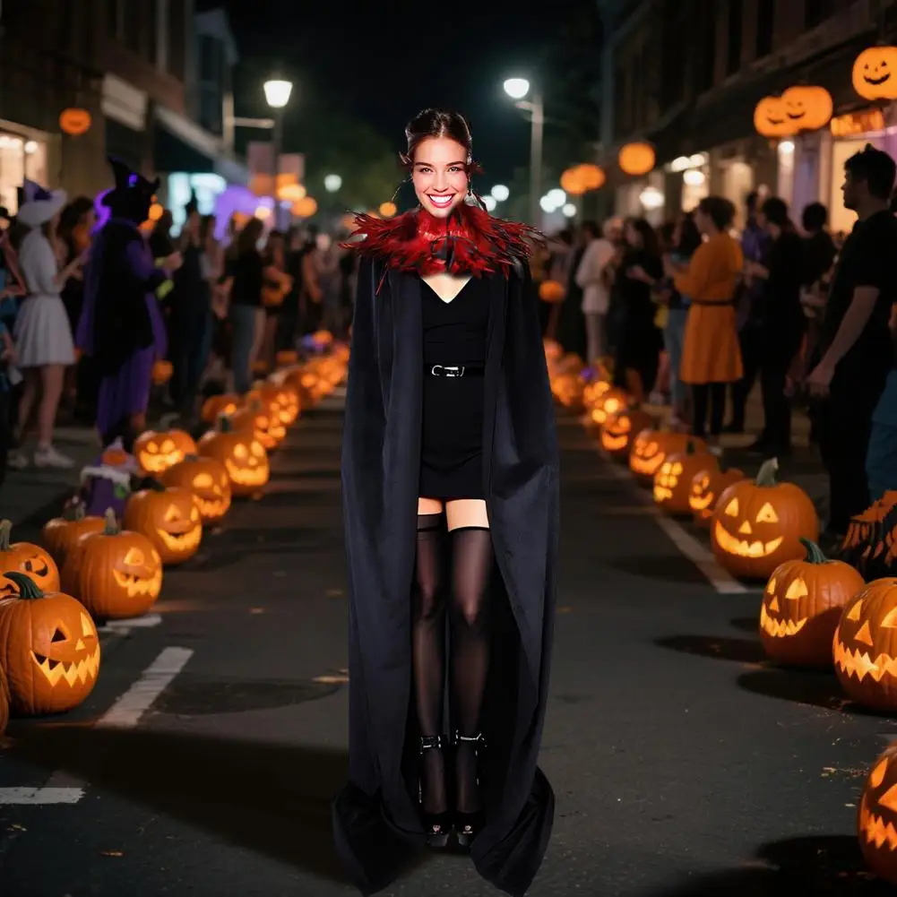 

Teen Halloween Costume Accessory Velvet Halloween Shawl with Easy Strap Faux Feather Collar Demon Angel Costume for Halloween