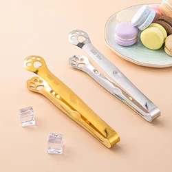 WORTHBUY Non-slip Cat Paw Shape Ice Tongs 304 Stainless Steel Kitchen Tongs BBQ Food Clip Cube Sugar Clamp Kitchen Gadgets