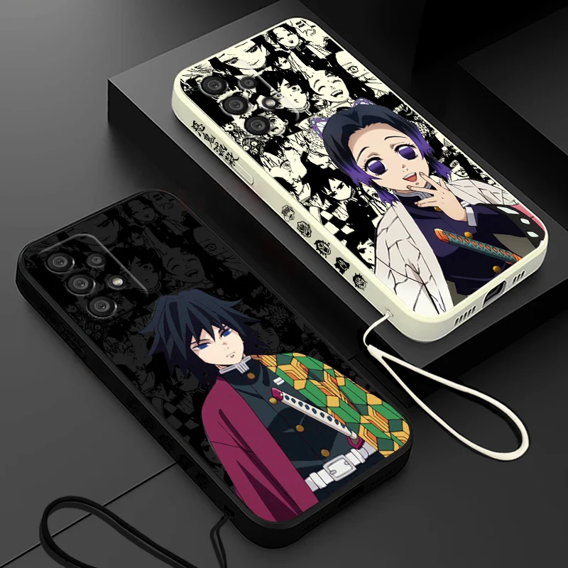 Anime Demon Slayer Column Phone Case For Samsung A55 A53 A33 A52 A32 A71 A51 A21S A35 A25 5G Liquid Left Rope Funda