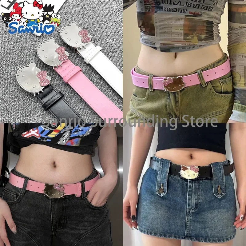 

3 Color Sanrio Belt Hello Kitty Millennium Hot Girl Y2k Belt Cowboy Accessories Versatile Pants Belt Apparel Accessories Belts